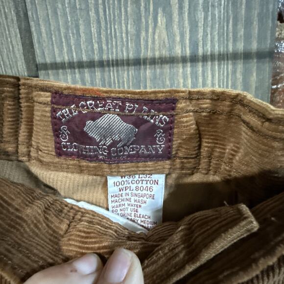 Vintage c. 1980s Dead Stock Great Plains Clothing Co Camel Corduroy Jeans 36x32 - Picture 7 of 10